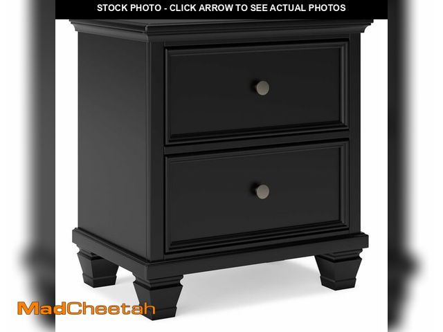 Lot 74-13638434 - Signature Design by Ashley Lanolee Classic 2 Drawer Nightstand for Bedroom, 26.75" Tall, Black - UNU...