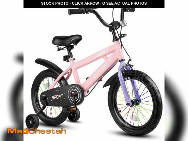 Lot 74-12888443 - Lookfly 14" Kids Bike for Boys and Girls with Removable Training Wheels,Children's Cicycle,Pink - UN...