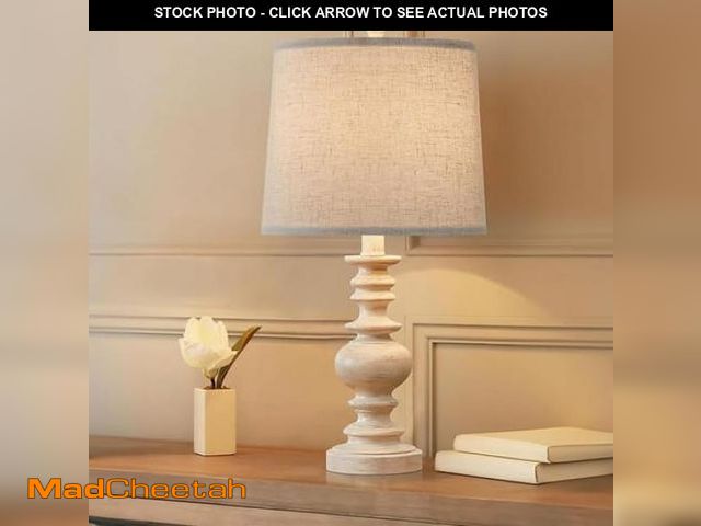 Lot 74-12304324 - BOBOMOMO Resin 20.5" Farmhouse Lamps for Bedrooms Retro Side Table Lamps Bedside Lamp for Side Night...
