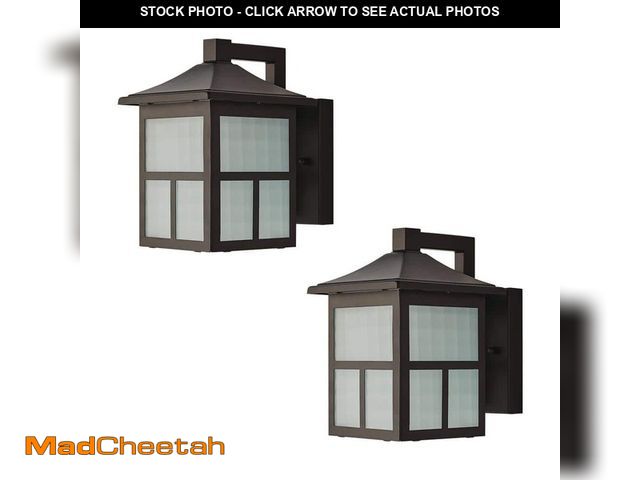 Lot 74-12557311 - *SCRATCHED* Hampton Bay 8 in. Black Integrated LED Hardwired Outdoor Wall Light Lantern Sconce Fixtu...