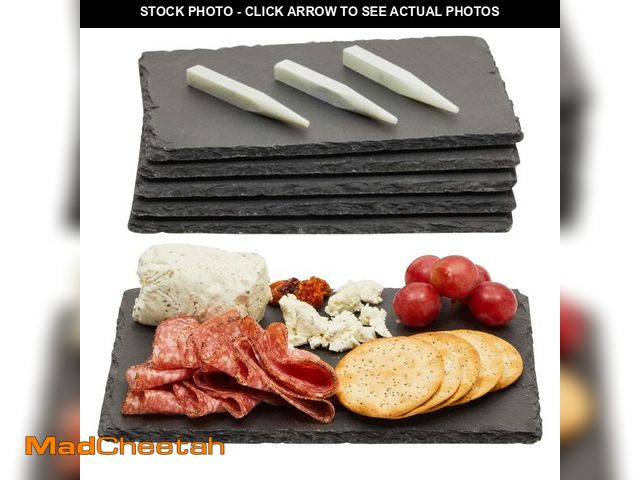 Lot 74-14061017 - Juvale Mini Charcuterie Boards - 6-Pack, 6 x 8.75 in, Black Slate - Slate Charcuterie Boards &amp; C...