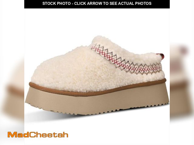 Lot 74-12372133 - febatn Women's Platform Braid Slippers Mini Boots Fuzzy House Slippers Fleece Lined Short Ankle Boot...