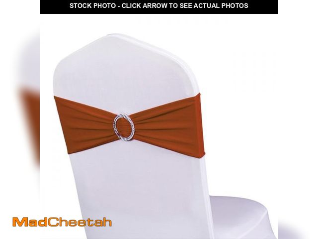 Lot 74-12315127 - WENSINL Pack of 50 Stretch Terracotta Chair Sashes for Wedding, Burnt Oranges Chair Sashes Bands Spa...