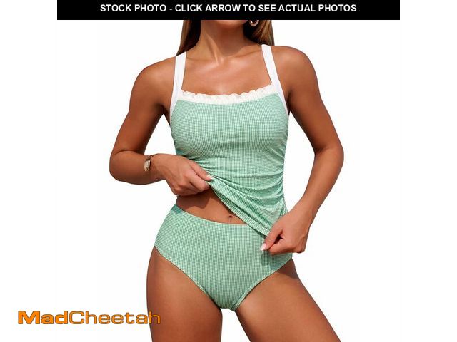 Lot 74-14304385 - ZAFUL Women's Tankini Swimsuit Two Piece Tummy Control Bathing Suit Ruched Tankini Tops with High Wa...