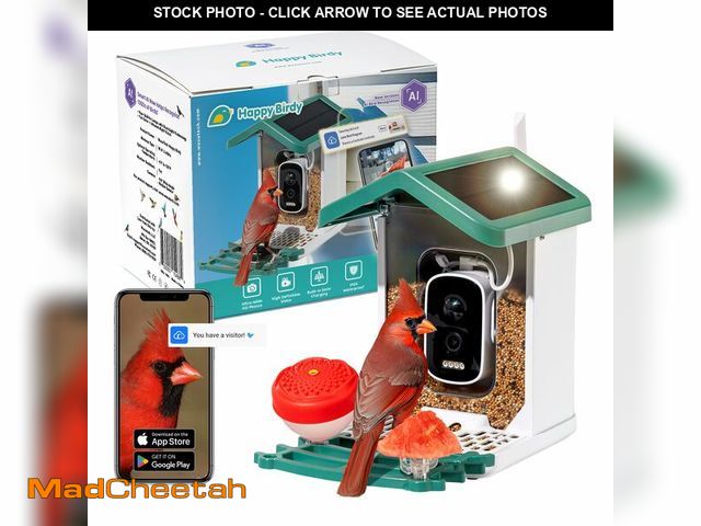 Lot 74-13569897 - Happy Birdy Smart Bird Feeder with Camera - 2.5K HD Video, Wild Bird Feeder with Wall Mount &amp; Po...