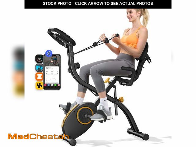 Lot 74-12678865 - MERACH 4-in-1 Exercise Bike Quiet Folding Magnetic Upright Bikes with Arm Resistance Bands Home Work...