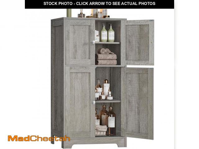 Lot 74-12540713 - (MISSING HARDWARE) Iwell Storage Cabinet, Bathroom Cabinet with 4 Doors &amp; 2 Adjustable Shelves, ...