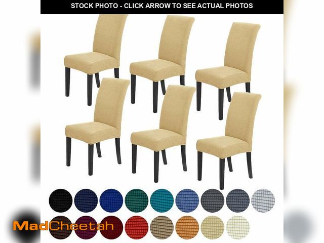 Lot 74-14476816 - Howhic Stretch Chair Covers for Dining Room Set of 6, Removable Washable Dining Room Chair Covers, D...