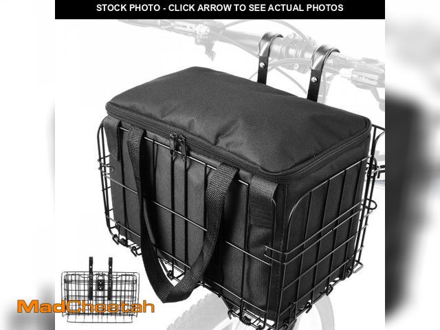 Lot 74-12222831 - Zacro Bike Basket Front/Rear, Folding Bicycle Basket with Removable Liner Bag, Large Quick Release D...