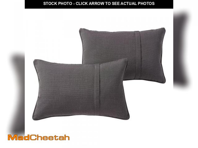 Lot 74-12529574 - Greendale Home Fashions Sunbrella Canvas Coal Rectangle Outdoor Throw Pillow with Pleat (2-Pack) - U...