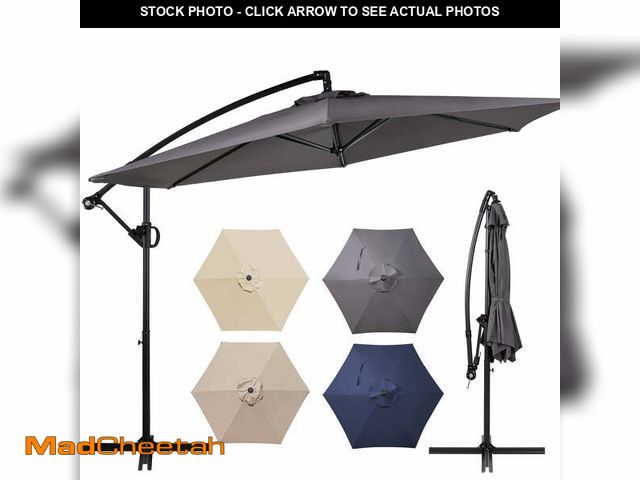 Lot 74-12549873 - Walsunny 9FT Outdoor Hanging Offset Cantilever Umbrella with Cross Base, Patio Market Umbrella with ...