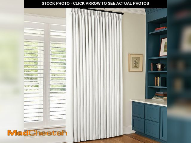 Lot 74-13958560 - Blackout Linen Curtains 90 Inches Long 60 Inch Wide for Living Room Bedroom Pinch Pleated Back Tab T...
