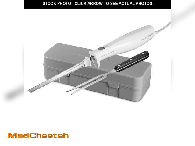Lot 74-12701431 - (MISSING BLADE AND FORK) Hamilton Beach Electric Knife Set with Reciprocating Serrated Blades, Stora...