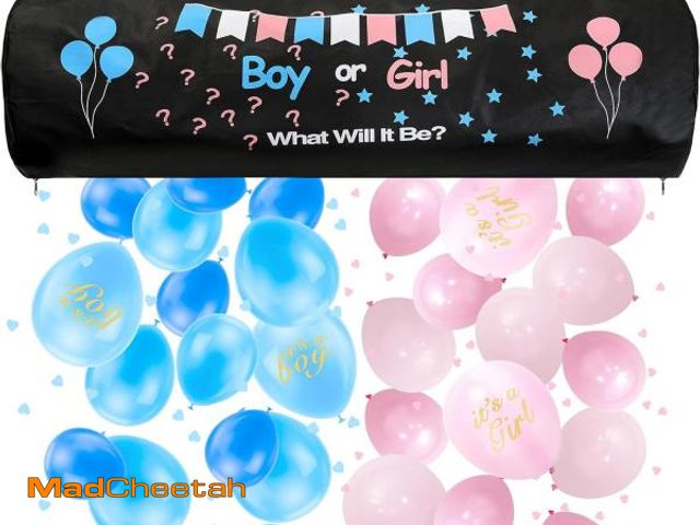 Lot 74-11557505 - Tenshun Gender Reveal Kit - Includes 1 Balloon Drop Bag, 40 Pink &amp; Blue Balloons, 1 Pack of Pink...