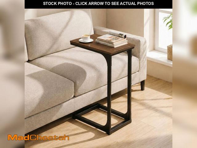 Lot 74-14153641 - TEMI C Shaped End Table for Couch - Small Side Table and TV Tray for Eating or Laptop, Accent Desk f...