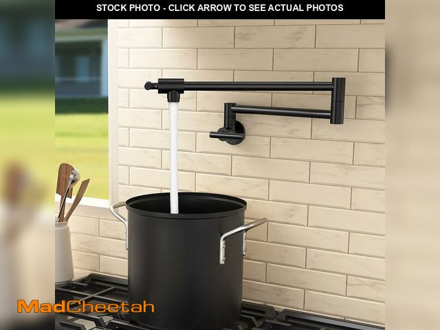 Lot 74-14335972 - KES Pot Filler Faucet with Heat-Resistant Cartridge, 26" Black Pot Filler Over Stove, Wall Mount Kit...