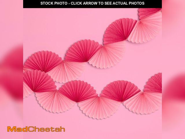 Lot 74-13721608 - xo, Fetti Pink Paper Fan Garland - 6 Ft. | 3D Bachelorette Party Decorations, Birthday Party Supplie...