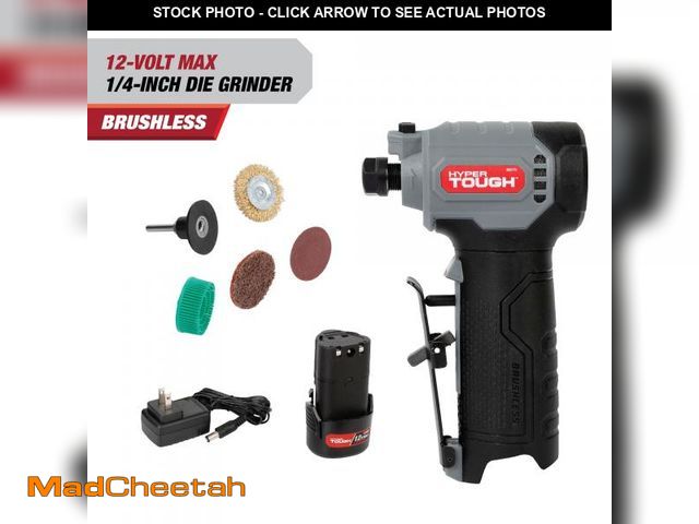 Lot 74-12537303 - (MISSING CHARGER.ATTACHMENTS_)Hyper Tough 12V Max Brushless 1/4-inch Cordless Die Grinder with 1.5AH...