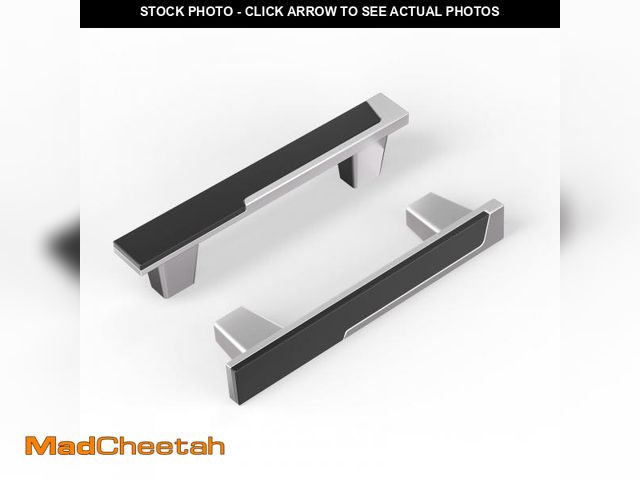 Lot 74-12307479 - Haliwu 10 Pack Silver and Black Cabient Handles 2 Tone Drawer Handles Black and Brushed Nickel Cabin...