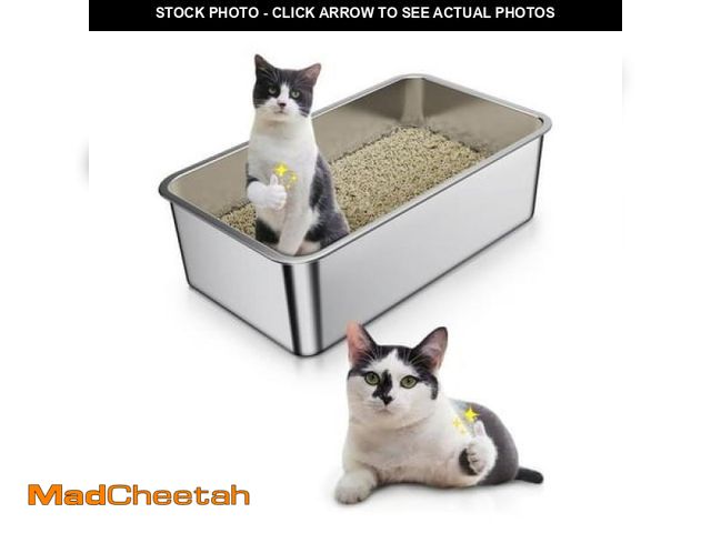 Lot 74-12166515 - Stainless Steel Cat Litter Box  Bug Hull High Sided Metal Pan  Odor Control  Easy to Clean  23.4  X ...