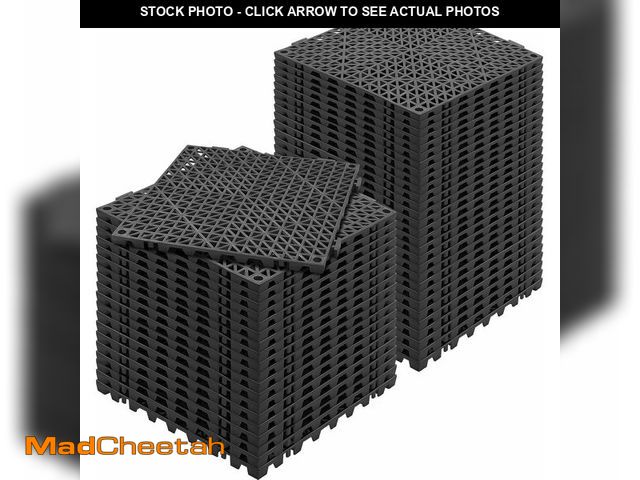 Lot 74-14305961 - VEVOR Interlocking Tile 50PCS Black, Drainage Tiles 12" x 12" Splicing, Soft PVC Interlocking Draina...