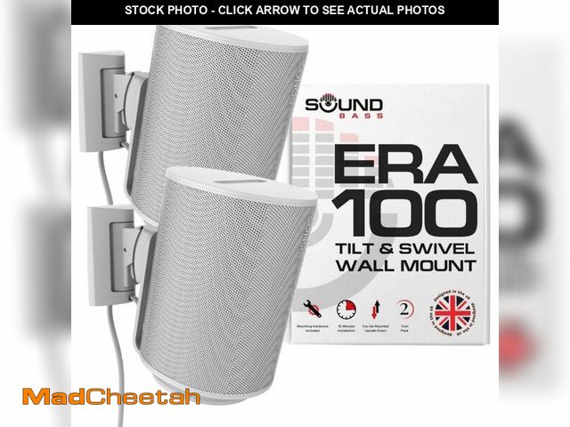 Lot 74-14432042 - Sound Bass ERA 100 Wall Mount Bracket, Tilt and Swivel, White, Twin (2pcs) - UNUSED