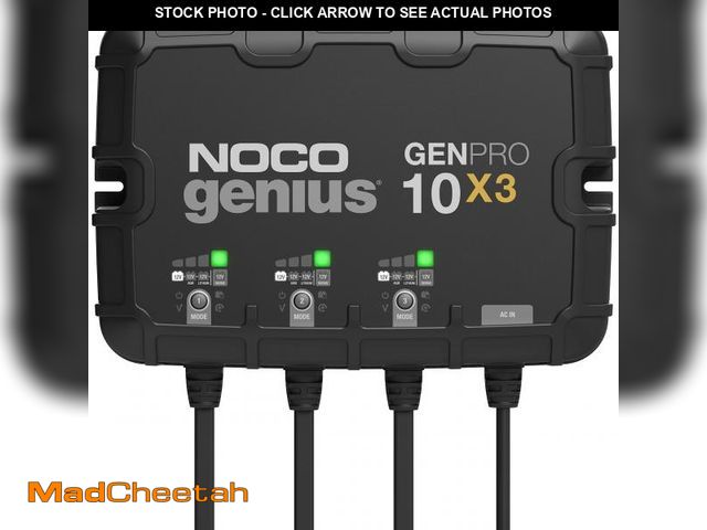 Lot 74-12051231 - NOCO Genius GENPRO10X3: 3-Bank, 30A Onboard Battery Charger - 10A Per Bank, 12V Waterproof Marine Ch...