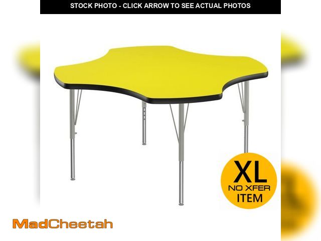 Lot 74-12571842 - (TABLE ONLY) Correll 48" Clover Shaped Classroom Activity Table, Height Adjustable (19"-29") Yellow ...