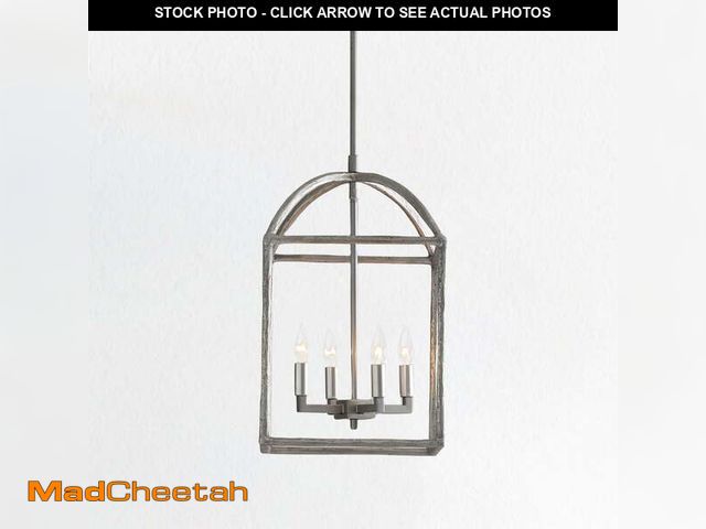 Lot 74-12989933 - Modern Industrial Forged-Iron Pendant Light Nickel, Hand-Forged Finish Ceiling Light, Adjustable Hei...