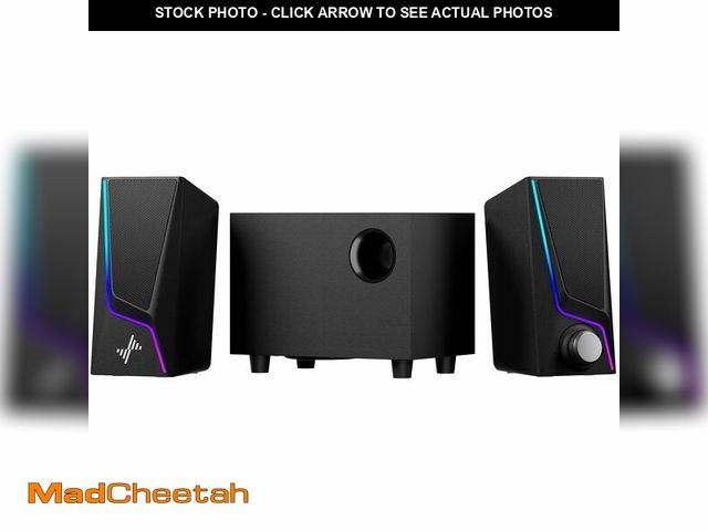 Lot 74-12606055 - Nylavee Computer Speakers with Subwoofer, 2.1 Hi-Fi PC Speakers System with 6 Lighting Modes, Enhanc...