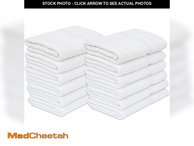 Lot 74-13835911 - GOLD TEXTILES 12 White Economy Bath Towels Bulk (24x48 Inch) Cotton Blend for Softness-Commercial Gr...