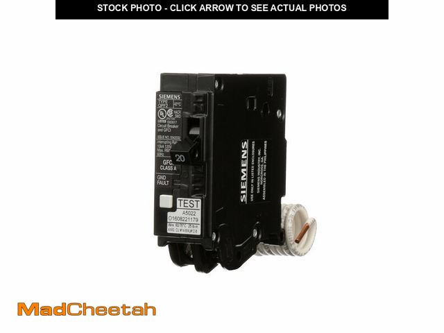 Lot 74-14213452 - SIEMENS QF120A Gfci Circuit Breaker, Plug In, Self Testing, 20 Amp, 1-Pole, 120 Volt - USED