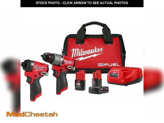 Lot 74-12553278 - Milwaukee M12 FUEL 12V Lithium-Ion Brushless Cordless 3/8 in. Impact Wrench Kit w/Two 2.0 Ah Batteri...