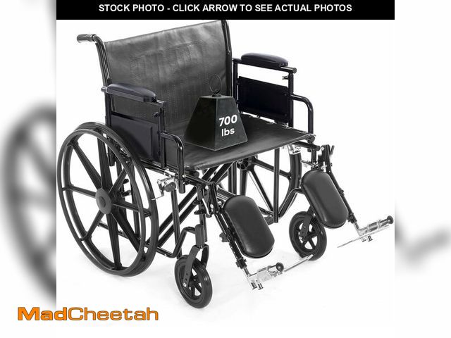 Lot 74-12822175 - 30" Heavy Duty Bariatric Wheelchair for Adults - Black - Removable Desk Arms and Elevated Leg Rests ...