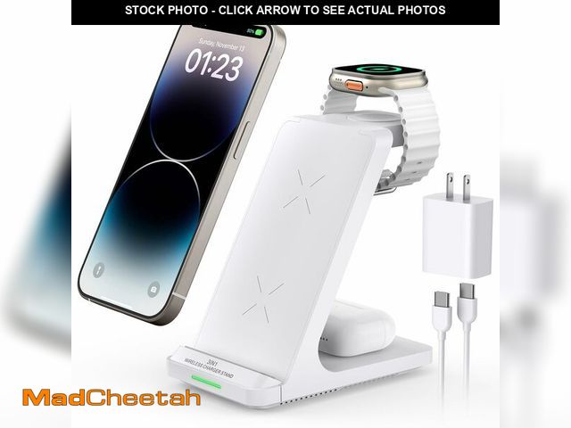 Lot 74-13550301 - Wireless Charging Station, 3 in 1 Fast Wireless Charger Stand for Multiple Devices Apple Watch Ultra...
