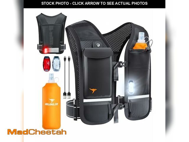 Lot 74-12716730 - RUNLIX Running Vest for Women Men - Reflective Running Hydration Vest with 500ml Soft Water Bottle, ...