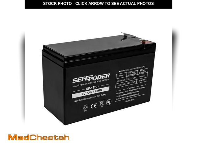 Lot 74-12220524 - SEFEPODER 12V 7Ah Rechargeable Sealed Lead Acid Battery (F1 Terminals) - USED