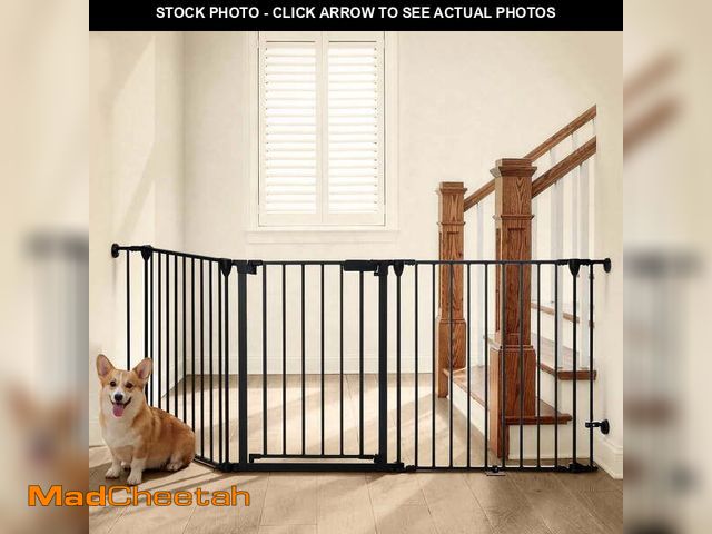 Lot 74-14434624 - Pet Safety Gate, 3Panels 80" Extra Wide Iron Gates for Doorway Kitchen Playard, Black - UNUSED