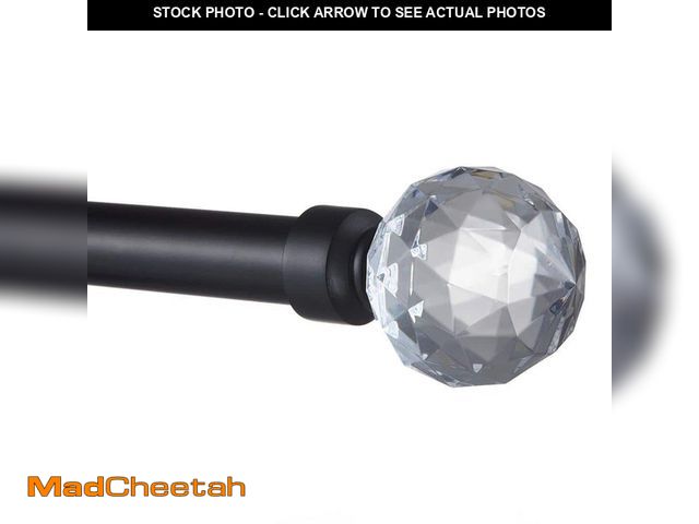 Lot 74-13051634 - EXCLUSIVE HOME Crystal Ball 66 in. - 120 in. Adjustable 1 in. Single Curtain Rod Kit in Matte Black ...