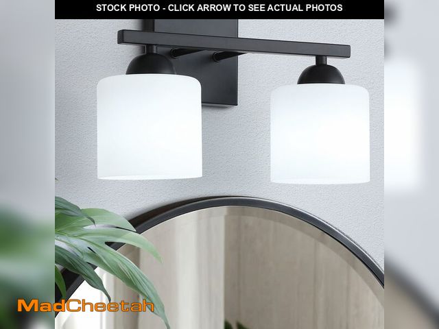 Lot 74-13573689 - QHANTOMIZE 2-Light Matte Black Vanity Light, Modern Bathroom Light Fixtures Over Mirror, Vanity Ligh...