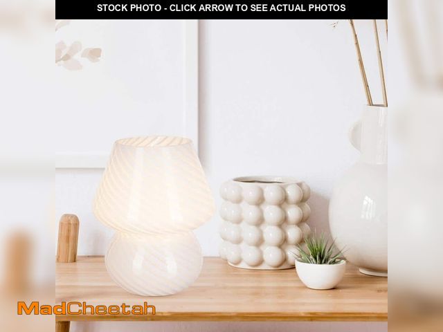 Lot 74-12683445 - Alsy 7 in. White Contemporary Swirl Glass Mushroom Accent Lamp - UNUSED
