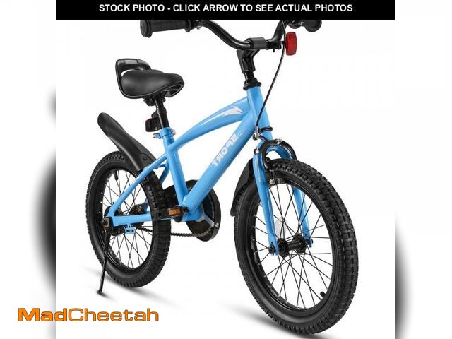 Lot 74-12479554 - Naipo 16 Inch Kids Bike Girls and Boys Blue Kid Bicycle with Kickstand and Training Wheels - UNUSED