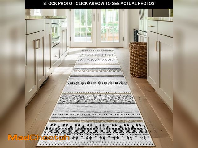Lot 74-12709899 - BESTSWEETIE 2x8 Area Rugs for Living Room Washable Moroccan Farmhouse Neutral Geometric Low Pile Non...