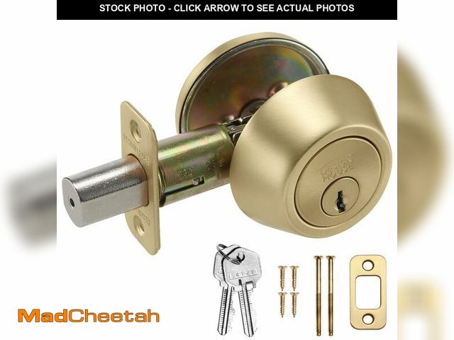 Lot 74-14146498 - Design House Pro Deadbolt, Single Cylinder, 2-Way with Latch, Round Corner, Reversible, Satin Gold, ...
