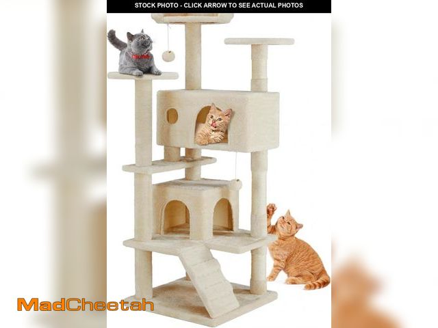 Lot 74-12510534 - (MISSING HARDWARE) Sweetcrispy 54 Inch Cat Tree Tower, Multi-Level with Cat Scratching Post, Indoor ...