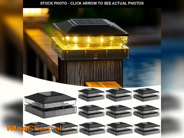 Lot 74-14428073 - KEILAIMO Solar Post Cap Lights, 12-Pack Upgraded Outdoor Deck Fence Post Solar Lights for 4x4 5x5 Wo...