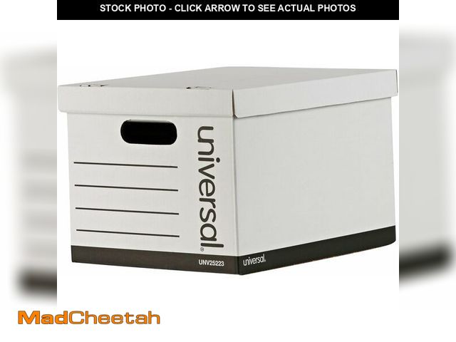 Lot 74-12665375 - Universal Basic-Duty Economy Record Storage Boxes, 10 Pack, Letter/Legal Files, 12" x 15" x 10", Whi...