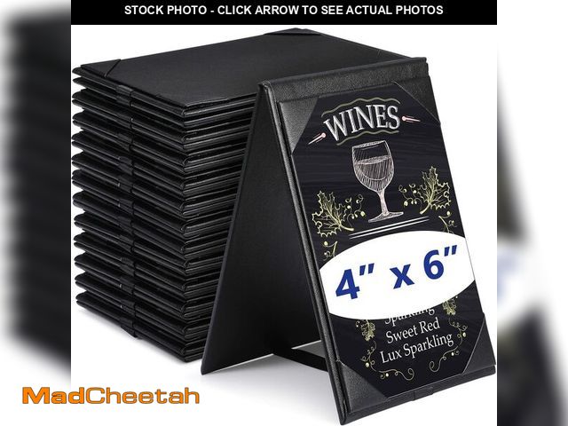 Lot 74-14147781 - Gerrii Leatherette Table Tents Black PU Leather Menu Covers Bulk Double Sided Frame Sign Holders 2 S...