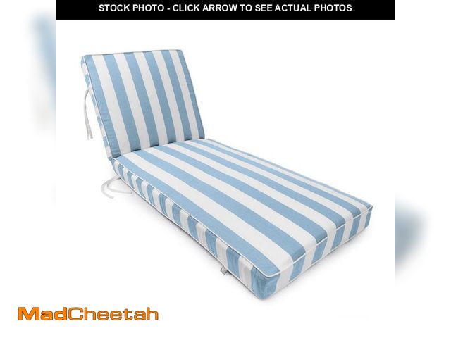 Lot 74-14291745 - Sherry Kline Cabana Stripe Reversible Outdoor Chaise Lounge With Contrast Cord Sky Blue/White 24W"X7...