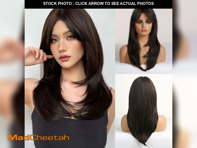 Lot 74-12701368 - HAIRCUBE Long Dark Brown with Highlights Wigs for Women Synthetic Curly Wavy Hair Wig for Daily - UN...